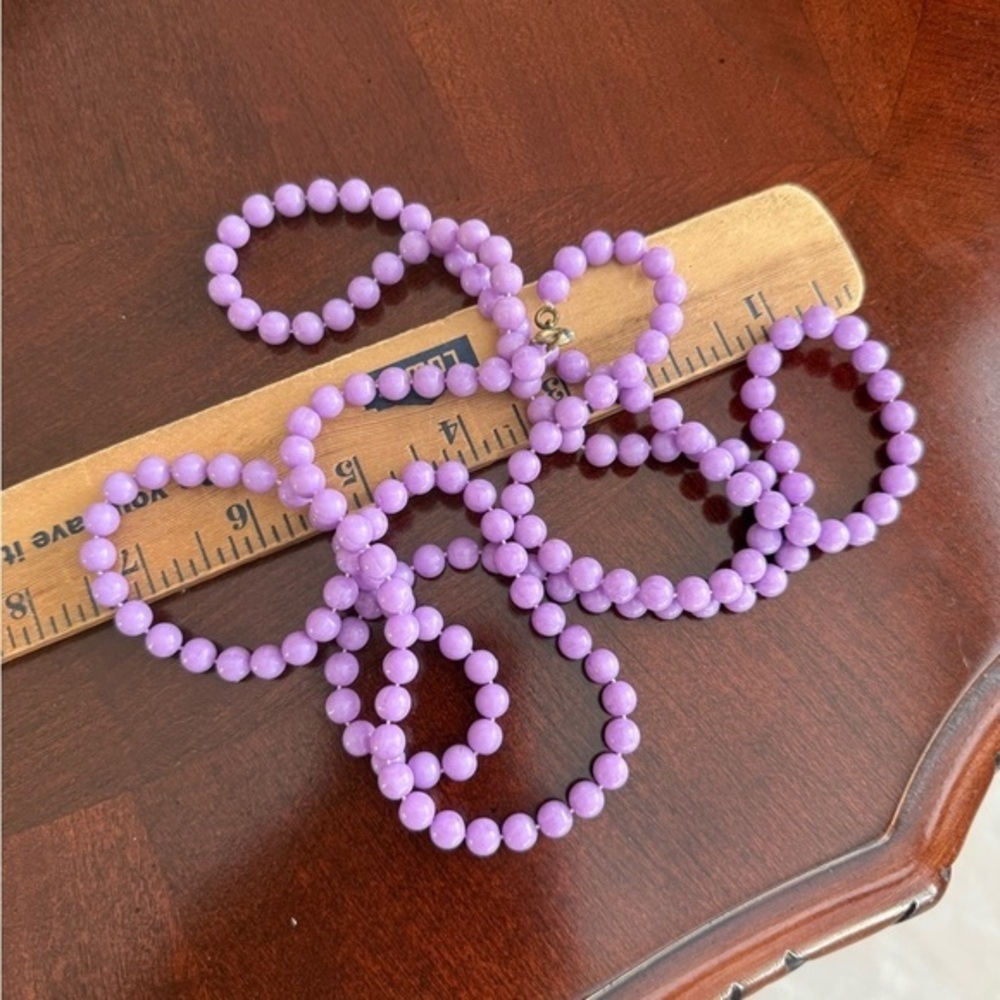 Vintage Purple Beads Long Necklace